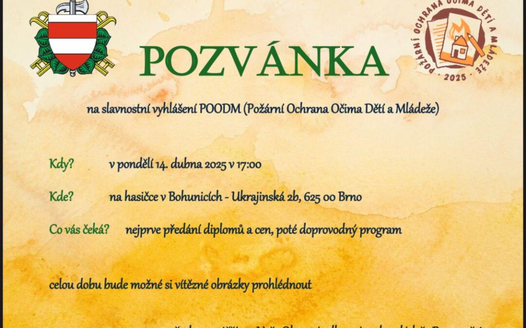 Pozvánka na slavnostní vyhlášení POODM 2025